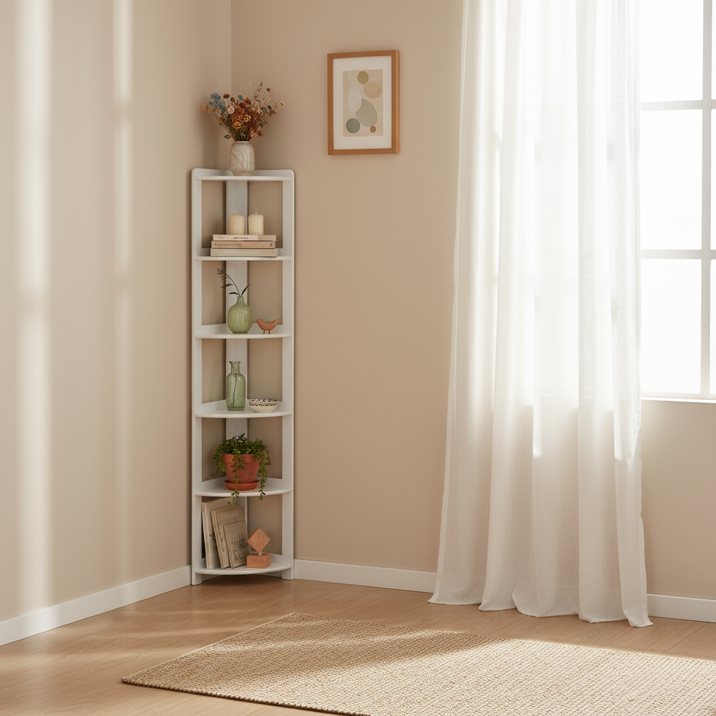 Raft Elisse Transilvan, 6 polite, Colt Exterior, 37x37x203 cm, Alb